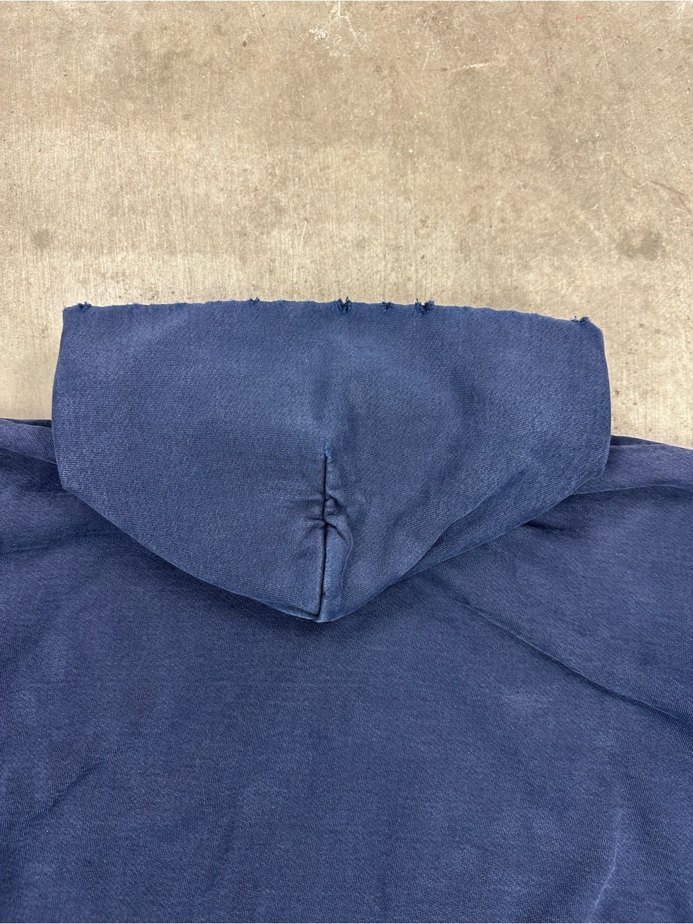 The Super Faded Navy Blue Ultimate Distressed Heavyweight Hoodie - Picture 12 of 13